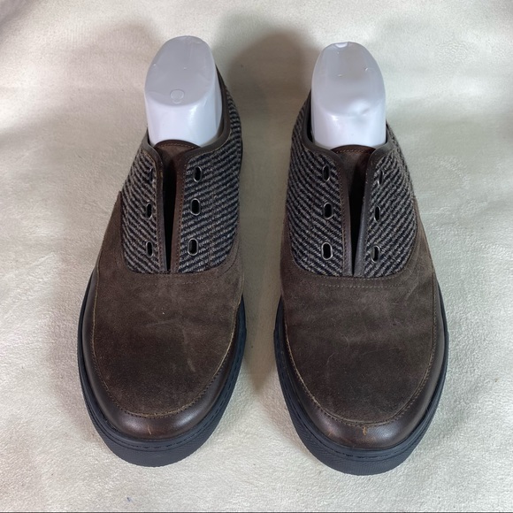 7 for all Man Kind | Brown Suede Leather and Canvas Slip On Sneakers - Picture 2 of 6